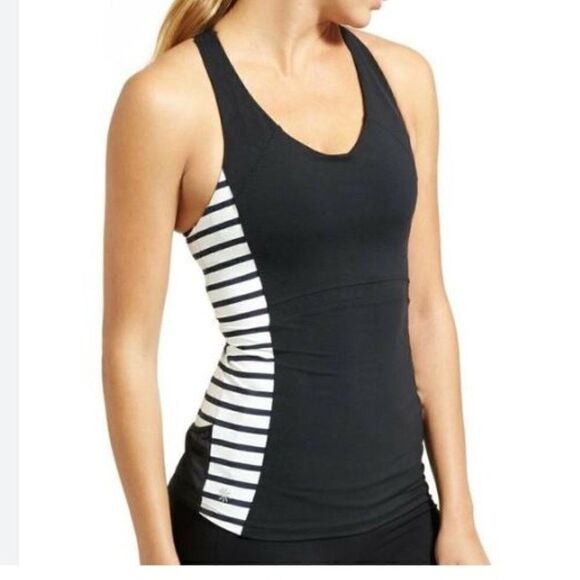 ATHLETA Stripe Ace Racer Top Black White Size Small - Picture 1 of 6